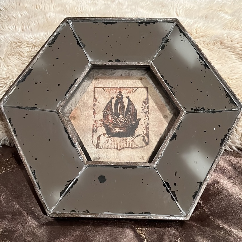 Vintage Distressed Mirrored Framed Artwork
